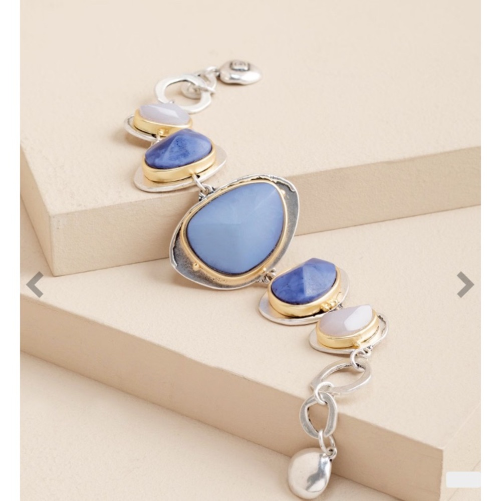 Chico's Blue and Gold Asymmetrical Bracelet